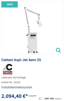 Vendo nuevo Aspirador Dental Nuevo Cattani Aspi-Jet